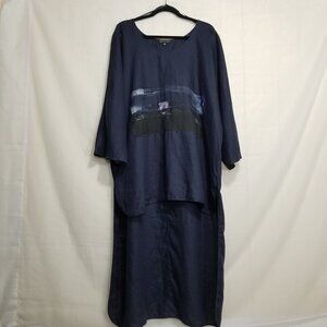 Kedziorek lagenlook linen tunic top navy sz 48